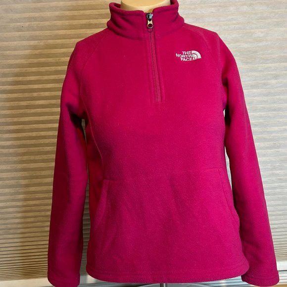 The North Face Sweater Large Youth Pink Pullover Quarter Zip Logo Fleece Girls - Picture 1 of 3